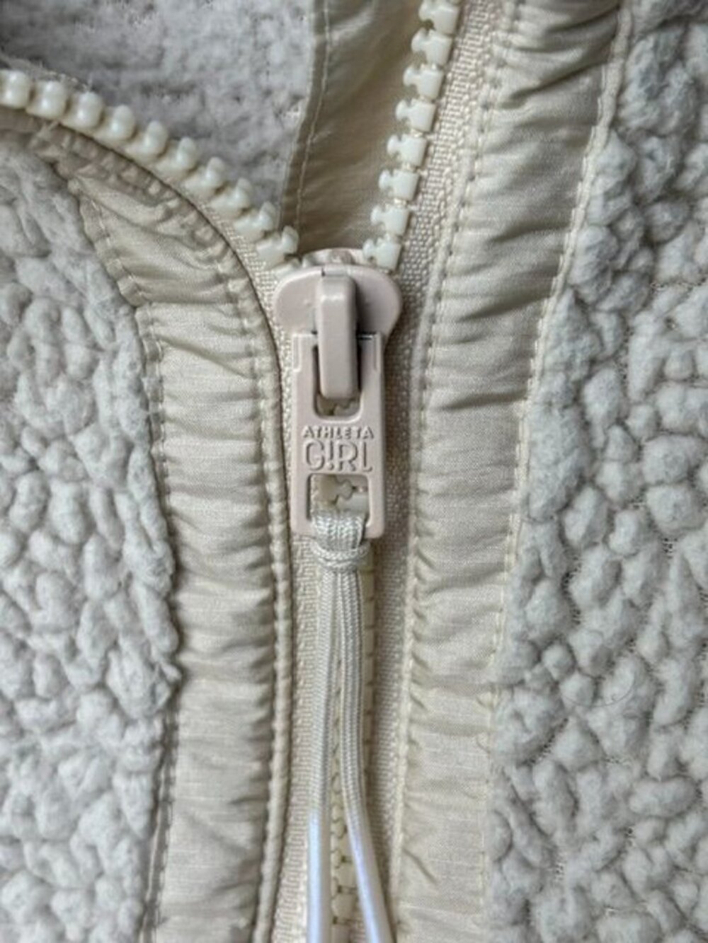 Athleta Girl Sherpa Fleece Pullover XL14 Ivory Quarter Zip Cozy Pockets Jacket - Picture 5 of 6